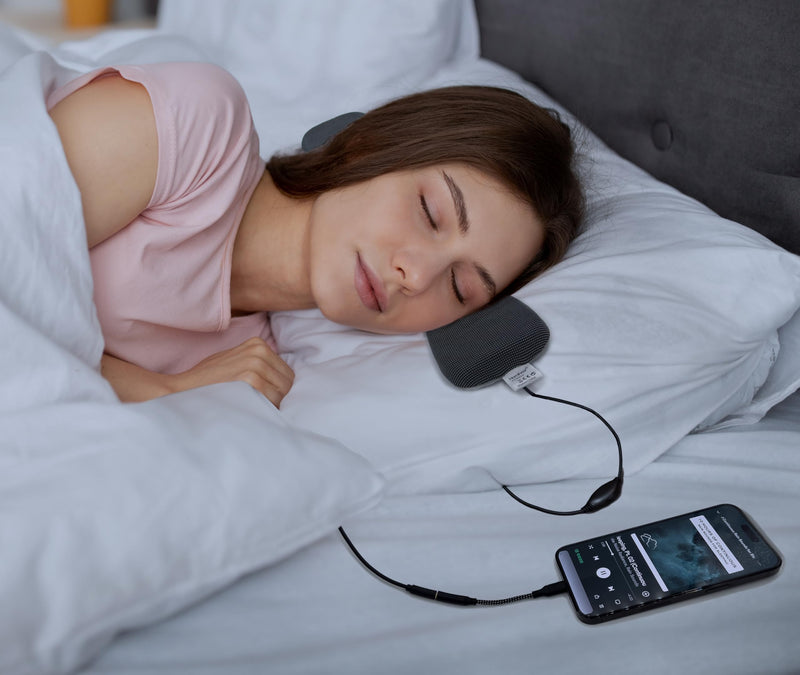 Somnus - Pillow Speaker, White Noise for Insomnia, 𝗟𝗶𝗴𝗵𝘁𝗻𝗶𝗻𝗴 & Aux Support, Volume Control, Rain Sleep Sounds, Audio Books, Sleep Aids Headphones, PS300-L (for iPhone14-6) PS300-L with Lightning adapter