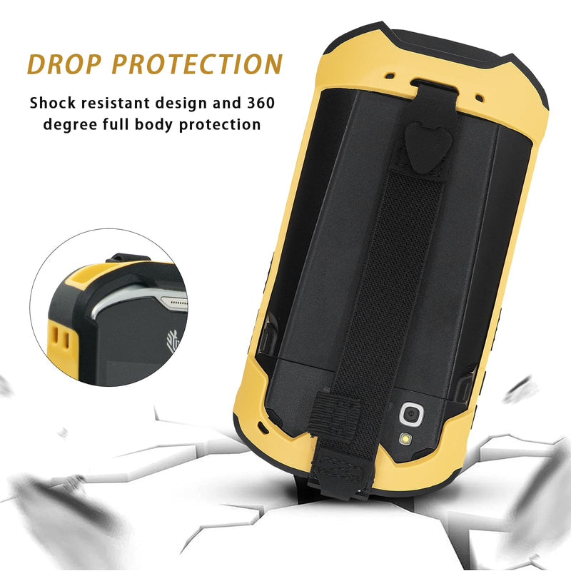 Protective Cover Bumper Case Rugged Boot with Hand Strap for Zebra TC51 TC510K TC52 TC56 TC57 (Black+Yellow)