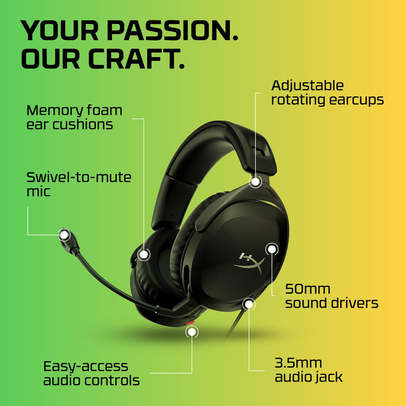 HyperX Cloud Stinger 2 – Gaming Headset, DTS Headphone:X Spatial Audio, Lightweight Over-Ear Headset with mic, Swivel-to-Mute Function, 50mm Drivers, PC Compatible, Black Wired