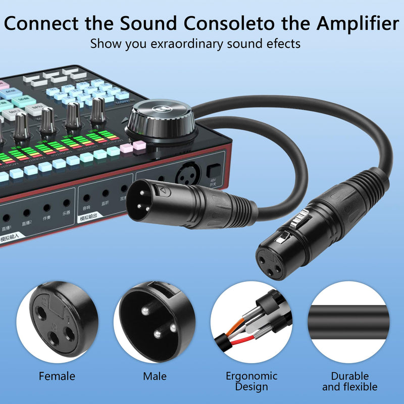 CERRXIAN XLR Microphone Coiled Cable, XLR to XLR Male to Female Cable, Balanced XLR Cable 8 Feet, Oxygen-Free Copper Mic Cables, XLR Speaker Cables - Black (Straight Male XLR to Straight Female) Straight Male XLR to Straight Female