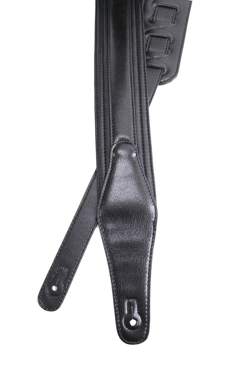 Walker & Williams G-513 Black Multi Layer Handmade Guitar Strap with Padded Glove Leather Back For Acoustic, Electric, And Bass Guitars