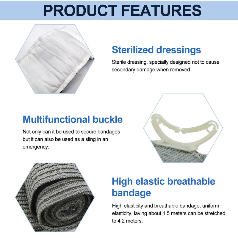 Pack of 4 Israeli Bandage, 6 Inch Hemostatic Tourniquets Elastic Bandage, First Aid Wound, Hemostatic Bandage Vacuum Pack for Indoor, Outdoor, The Perfect Choice for Your Emergency Equipment
