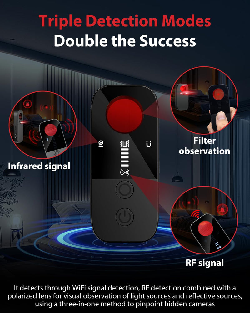 [AUSTRALIA] - Hidden Camera Detectors & Bug Detector, 2026 Upgraded Spy Camera Finder with 7 Modes | Detects RF Signals & GPS Trackers for Hotel, Office, Bathroom & Car | Portable with 720-Hour Battery Black 