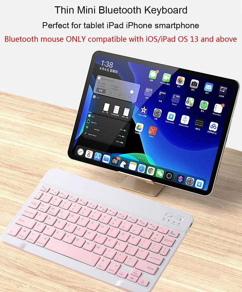 Rechargeable Bluetooth Keyboard and Mouse Combo Ultra-Slim Portable Compact Wireless Mouse Keyboard Set for Android Windows Tablet Cell Phone iPhone iPad Pro Air Mini, iPad OS/iOS 13 and above (Black) Black