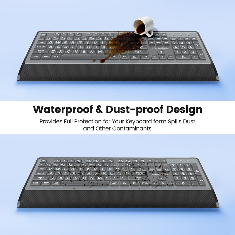 Large Print Keyboard Mouse Combo for Seniors, Wired 3-in-1 Set | 4X Oversized Print, Laser-Etched Non-Fade, Full-Size Numpad, Mouse + Pad + Dust Cover, Ergonomic Design Black（3 in 1）