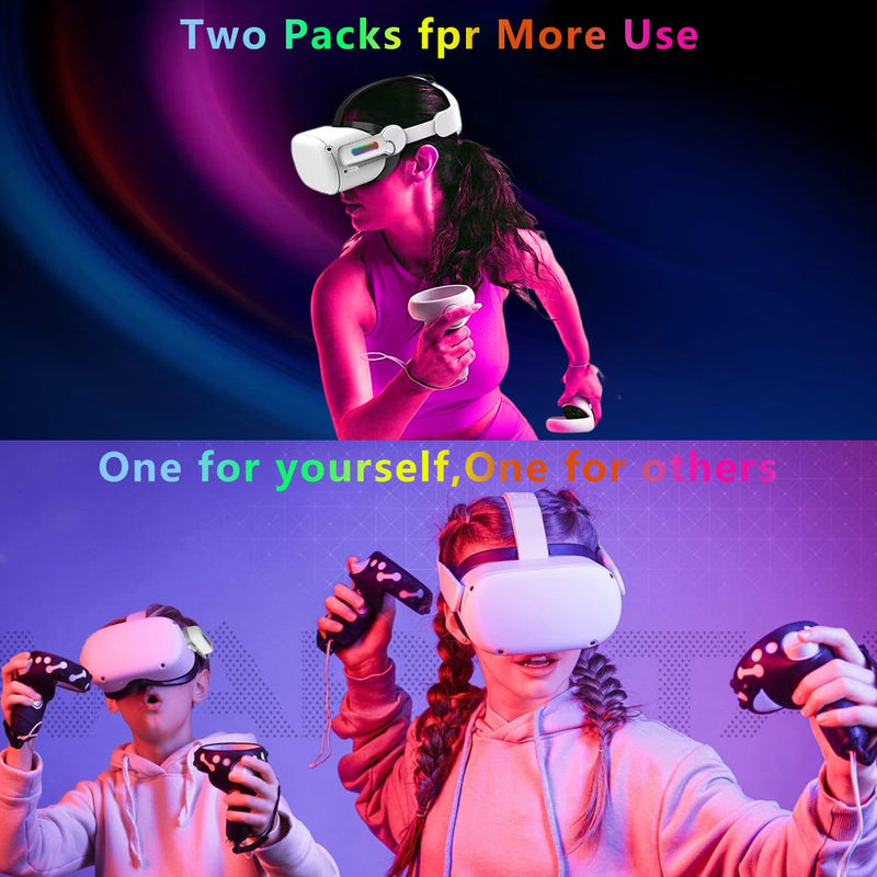 Battery Pack for Oculus Quest 2, 5000mAh Extended Power with Multi-Colors RGB Lights Compatible with Original Meta Quest 2 Head Elite Strap Extra 2-4H Playtime 2 Pack (5000mah+ 5000mah) 2 battery packs