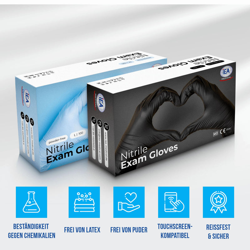 [AUSTRALIA] - IEA Medical Nitrile Gloves, L, Blue, Pack of 100, Disposable Gloves, Tear-Resistant, Examination Gloves, Latex-Free Gloves, Disposable Gloves 