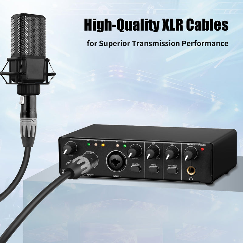 XLR Cables 5 Ft, 3-Pin XLR Female to Female Microphone Cables, Pro Grade 22 AWG (OFC) Balanced XLR Short Cables- 2 Pack 5 Feet