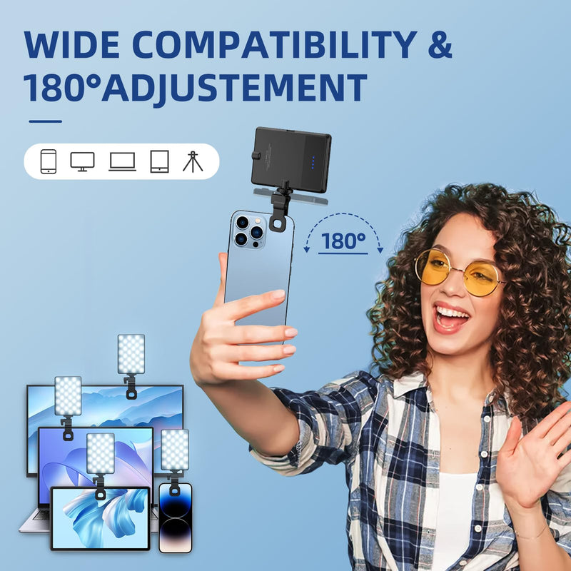 Led Selfie Light,Phone Light wtih Clip,3000mAh Rechargeable Selfie Light, Photo Light with 3 Light Modes, Portable Led Light for Phone,iPhone,Laptop,Pictures,Video Recording,TikTok, Selfie,Live,Vlog 3000mAh
