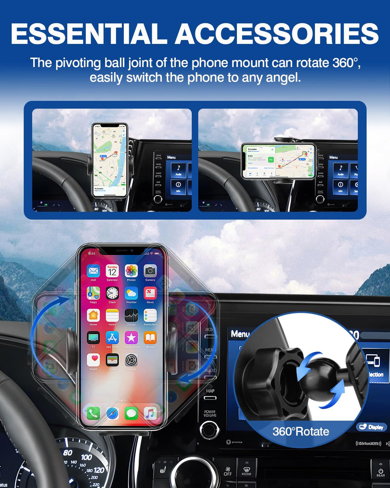 Autorder Custom Fit for Car Phone Holder 2020-2025 Toyota Highlander Accessories Phone Mount 8" Screen Cell Phone Automobile Cradles Hands-Free 360 Degree Rotation Toyota Highlander 2020-2025 with 8In 2020+Toyota Highlander 8-inch