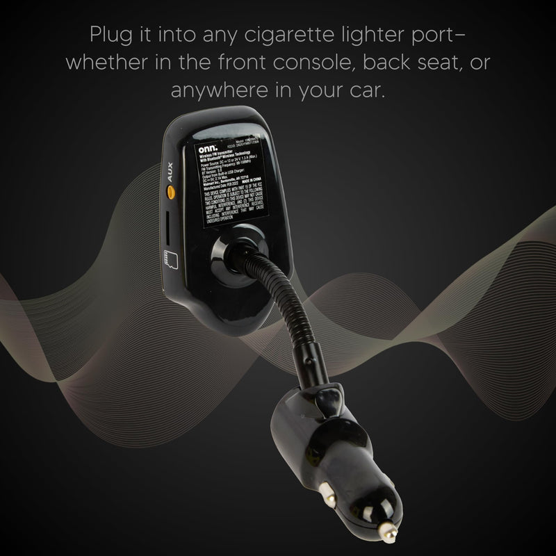 ONN Upgraded 2026 Bluetooth Car FM Transmitter, 1.44” LCD Display, Flexible Gooseneck, Hands-Free Calling, Dual USB Fast Charger, AUX & Micro SD Support for Cars, SUVs & Trucks