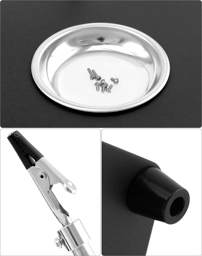 QWORK® Third Hand Soldering Station with 3 x Magnifying Glass and 4 Flexible Arms, Soldering Aid for Electronics, Jewellery, Crafts and More