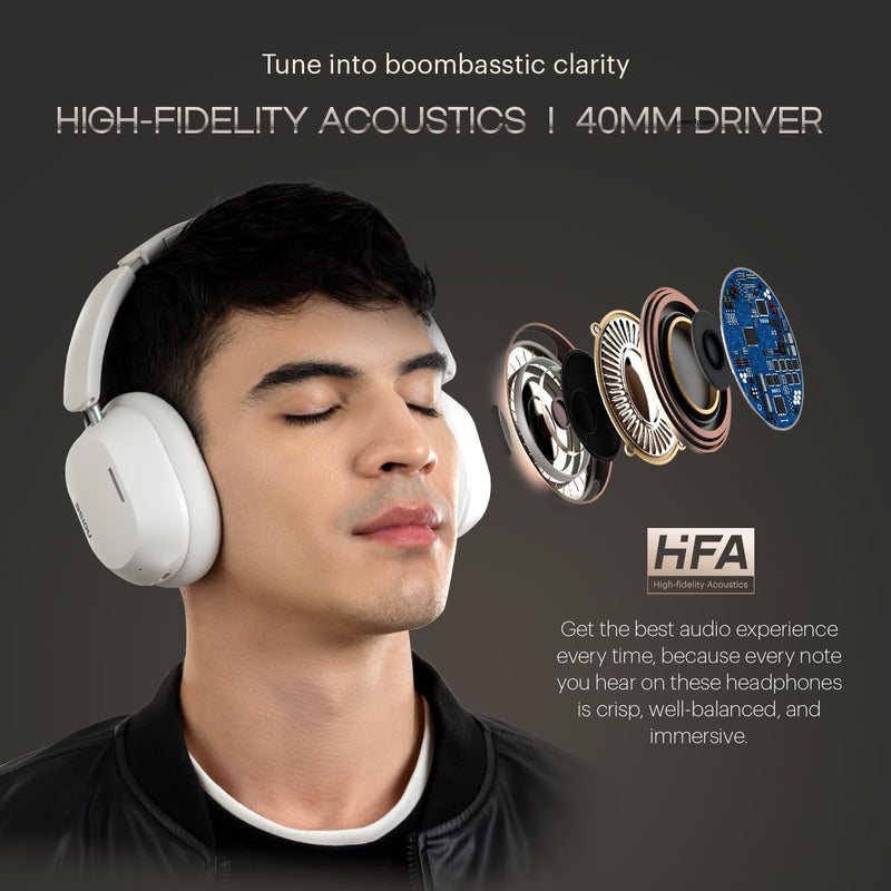 Noise Max 5 Active NoiseCancelling Wireless Headphones, 80Hr Playtime, High Fidelity Acoustics, Light & Foldable, Adaptive ANC, Low Latency, 1 Year Warranty, Perfect for Gaming & Music (Carbon Black) Carbon Black