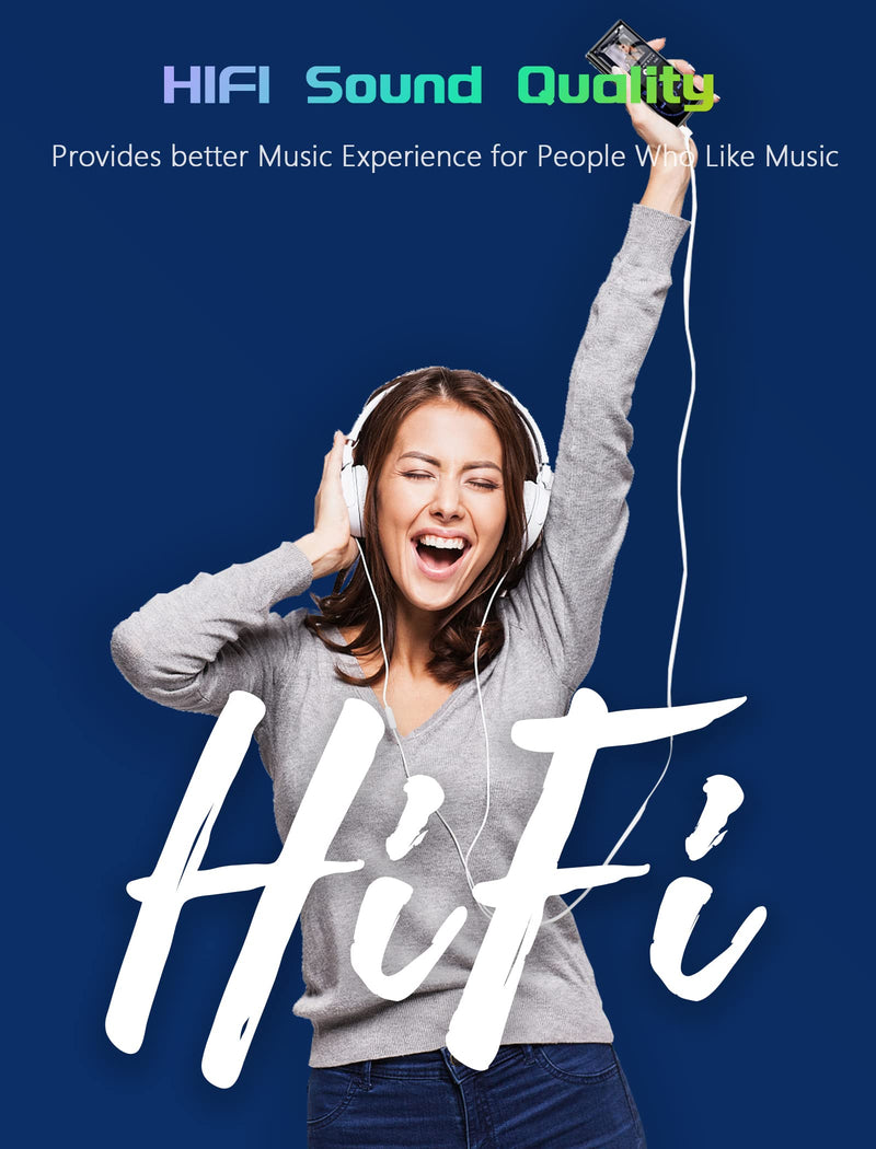 [AUSTRALIA] - 96GB MP3 Player with Bluetooth 5.0: Portable Lossless Sound Music Player with HD Speaker,2.4" Screen Voice Recorder,FM Radio,Touch Buttons,Support up to 64GB for Sport(Earphones&64GB TF Card Included) 