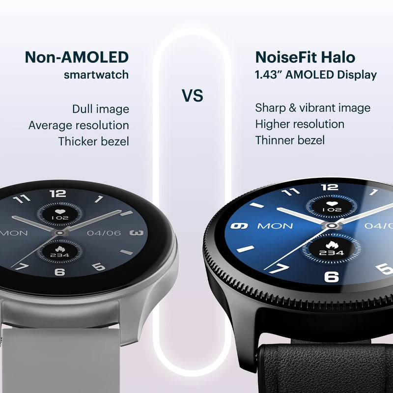 Noise Halo Premium Metallic Smartwatch, 1.43" AMOLED Display, 7 Day Battery, BT Calling (Make/Answer), Dust & Water Resistant, 100+ Sport Modes, NoiseFit App Supprt, 1 Year Warranty Vintage Brown
