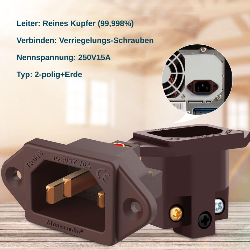 Monosaudio IC71(C) High End IEC Connector Pure Copper Conductor IEC Socket 10A 250V AC IEC C14 Plate Mounting IEC IEC Socket brown