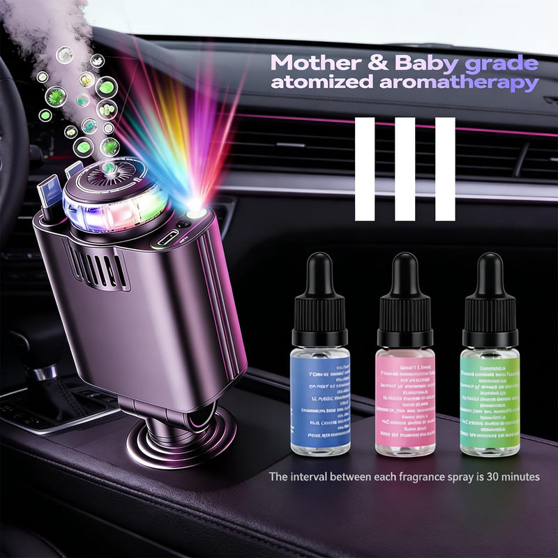 5 in 1 Retractable USB C Car Charger Fast Charge Aromatherapy Starry Sky | 69W Car Chargers Fast Charging Adapter with Air Freshener & Starlight, Compatible with iPhone 17 16 15 14 13 & Android Drak Black