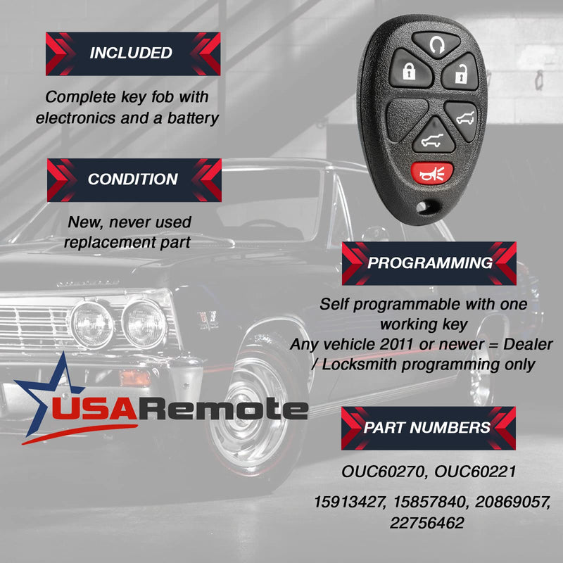 [AUSTRALIA] - Ignition Key + Key Fob Keyless Entry Remote fits 2007-2014 Chevy Tahoe Suburban / 2007-2014 Cadillac Escalade / 2007-2014 GMC Yukon (fits Part # 15913427, 20869057, 22756462) g-427 46-key 