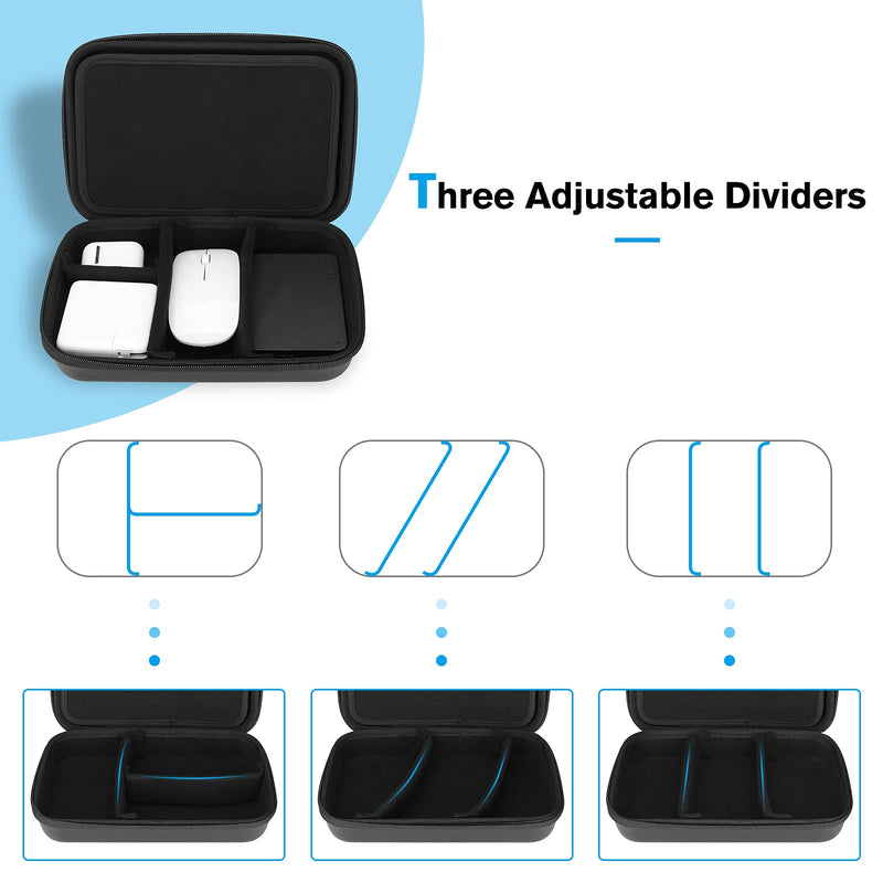 ProCase Hard Travel Electronic Organizer Case for MacBook Power Adapter Chargers Cables Power Bank Apple Magic Mouse Apple Pencil USB Flash Disk SD Card Small Portable Accessories Bag -Black Black