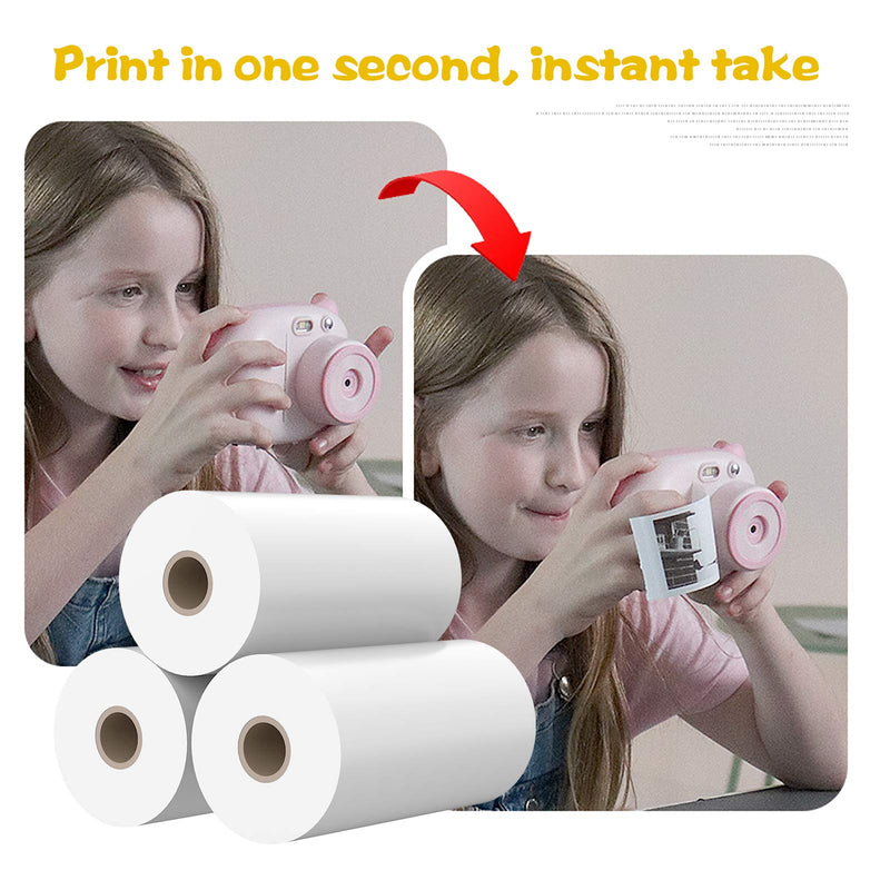 9 Rolls Kids Instant Camera Print Refill Paper- Photo Printer Thermal Paper Rolls, Compatible with Vtech Kidizoom Printcam, Instant Print Camera Refill Paper for Kid's Instant Camera Favors Supplies White