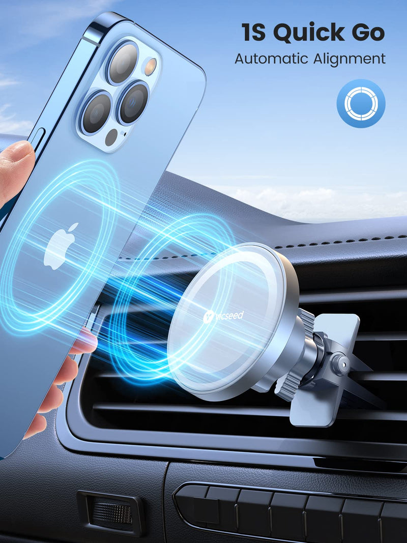 VICSEED for MagSafe Car Mount [Upgraded Strongest Magnet Power] Magnetic Phone Holder for Car Vent 360 Adjustable Magnetic Car Phone Holder Mount for iPhone 16 Pro Max 15 14 13 12 Plus Mini White