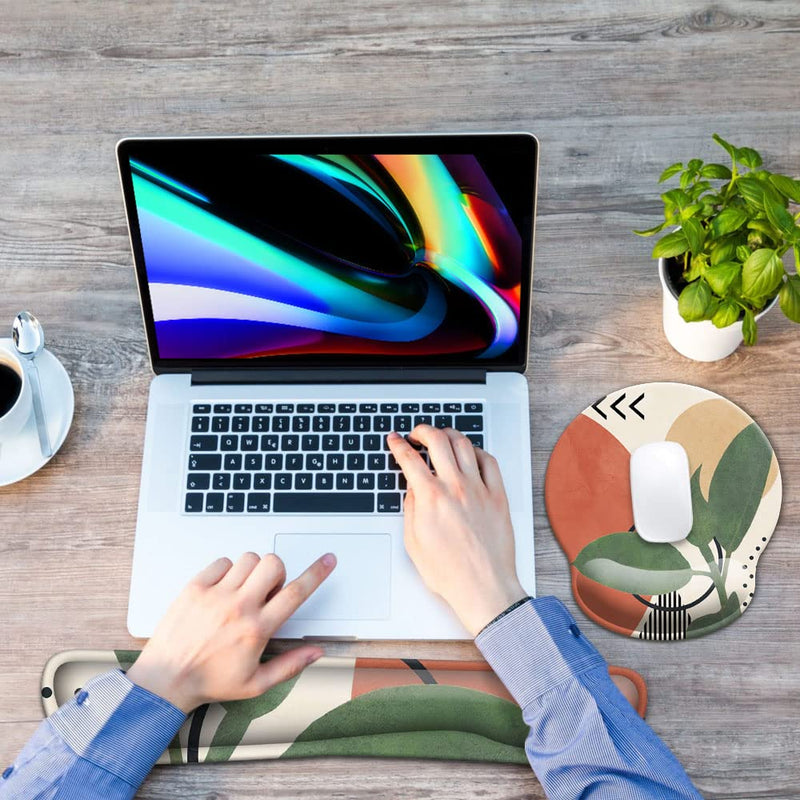 Keyboard Wrist Rest and Mouse Wrist Rest Pad, Made of Memory Foam, Ergonomic Support, Easy Typing and Relieve Wrist Pain, Perfect for Gaming, Computer, Office, Laptop,Modern Abstract Modern Abstract