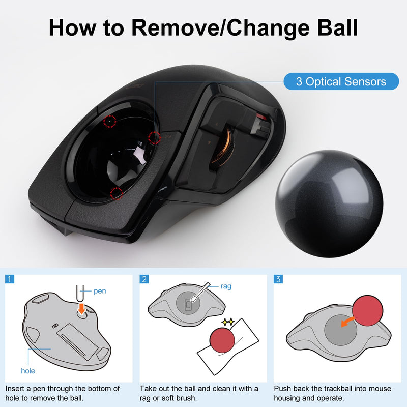 SANWA 2PCS Trackball 44mm/1.73in, Replacement Ball for ELECOM DEFT/DEFT PRO, and Other Compatible Trackball Mouse, Glossy Black + Red