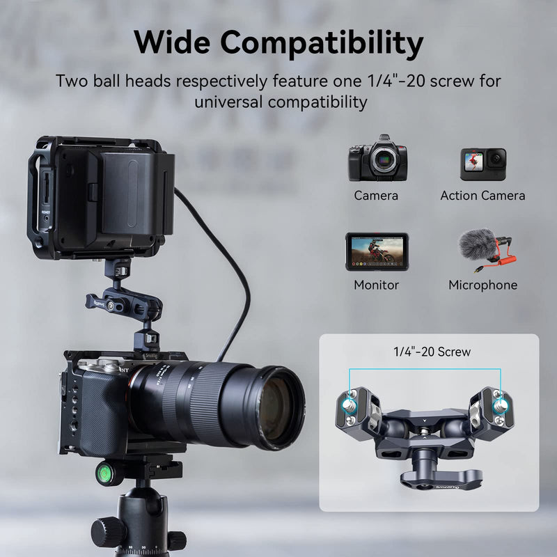 SMALLRIG Camera Magic Arm, Flexible Articulating Arm with 1/4” Screws, Field Monitor Mount with Dual Ballhead, Aluminum Standard