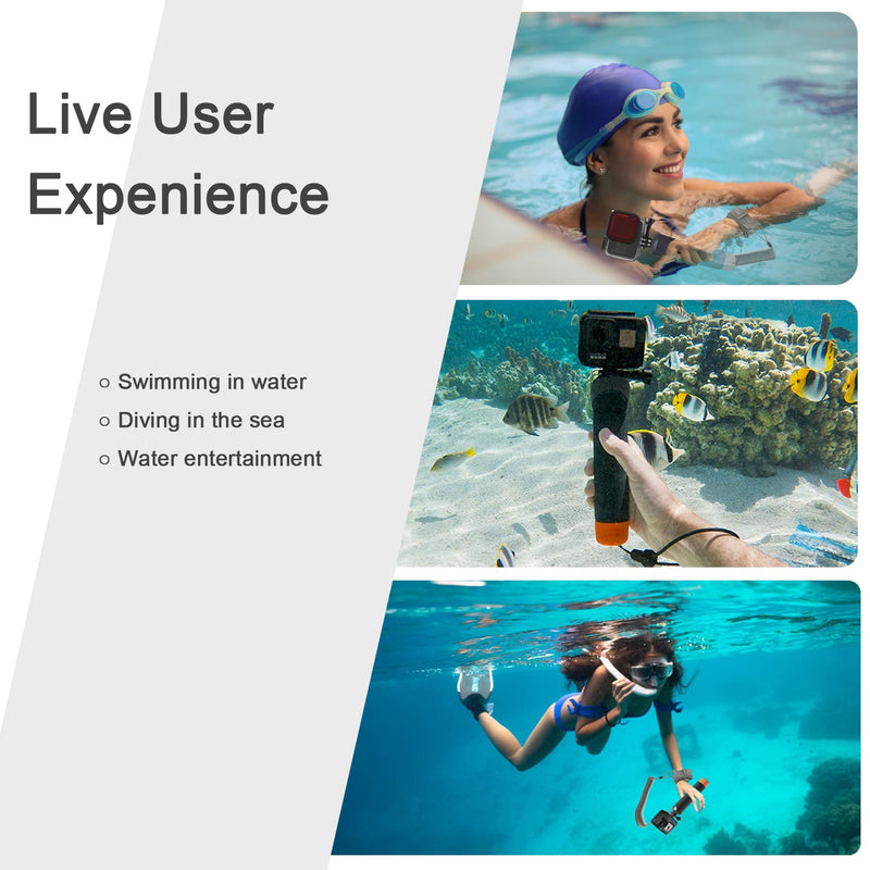 FitStill Waterproof Monopod Floating Hand Grip Snorkeling Selfie Pole Stick +Steel cored Safety Wrist Strap Rope for Go Pro Hero 12/11/10/9/8/7/6/5 Max Session DJI Osmo and Other Action Cameras