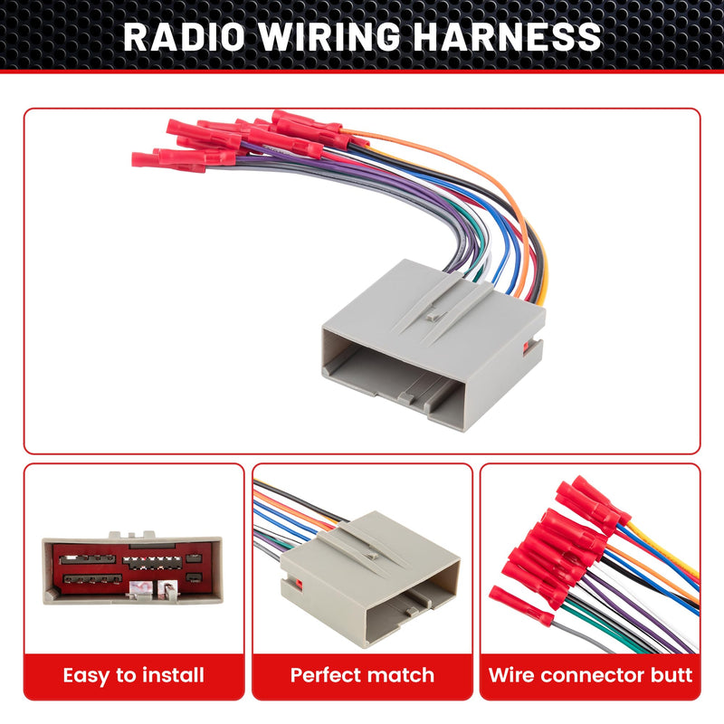 RED WOLF Radio Harness Compatible with Ford 2003-Up F150 Focus Explorer Lincoln MKX for 2006-2008 Hyundai Sonata Install Aftermarket Stereo Power Speaker Wiring Harness w/Connector Butt