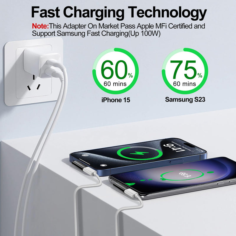 [AUSTRALIA] - xiwxi 2Pack 90 Degree Lightning to USB C Charger Converter for iPhone 15/15Pro/15 Pro Max Plus,Samsung S24 S23,iPad Air,27W PD Fast Charging&Data Transfer,Type C Devices,Not Audio/OTG/PS/2 Cables Black 