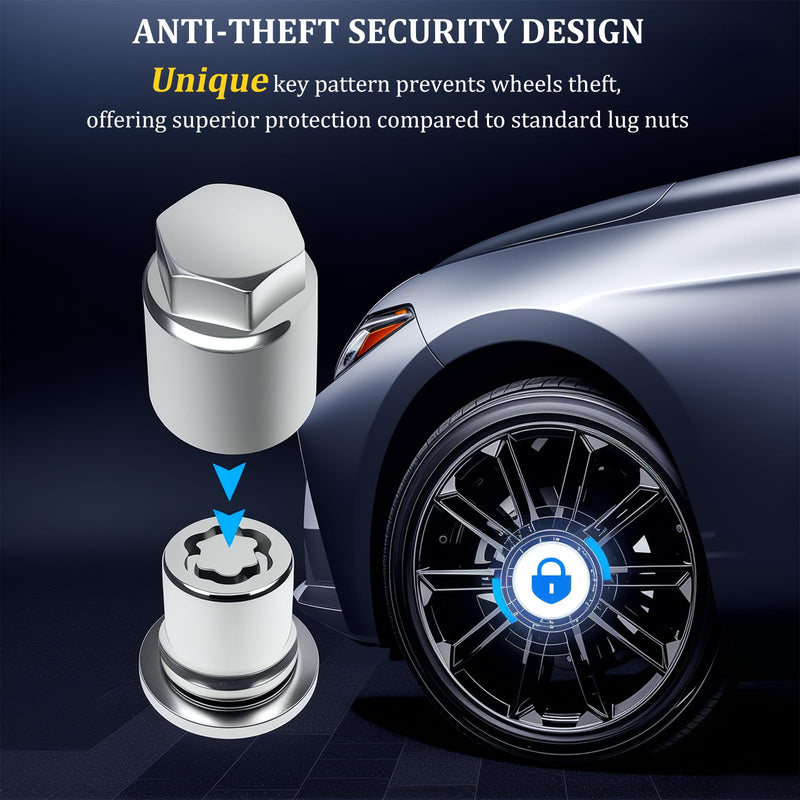 Wheel Lock Lug Nut Anti Theft Set for 2004-2025 Honda Accord CR-V Civic Fit | For 2008-2012 Accord, 2007-2016, 2023-2025 CR-V, 2016 Civic, 2023-2025 HR-V, 2007-2012, 2015-2020 Fit, 2011-2016 CR-Z