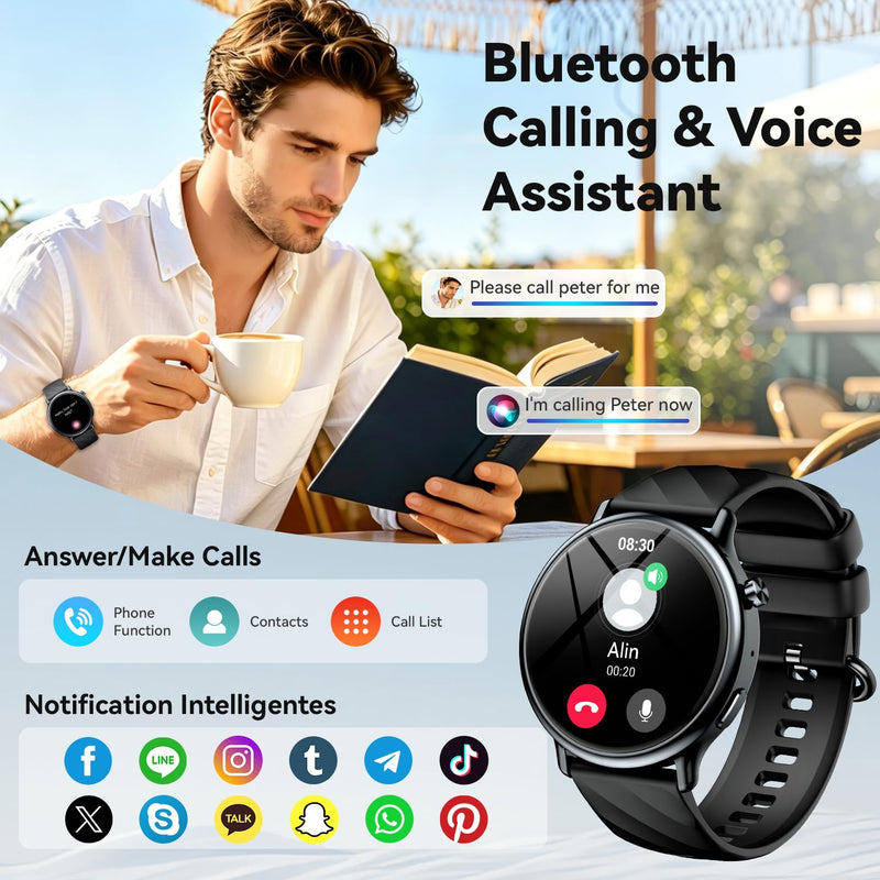 Smart Watch for Women Samsung iPhone Compatible: 1.32" AMOLED Smartwatch for Android Phones (Answer/Make) Fitness Tracker Heart Rate/Sleep/SpO2 Monitor Watches for Women IP68 Waterproof 130+Sport Mode Black