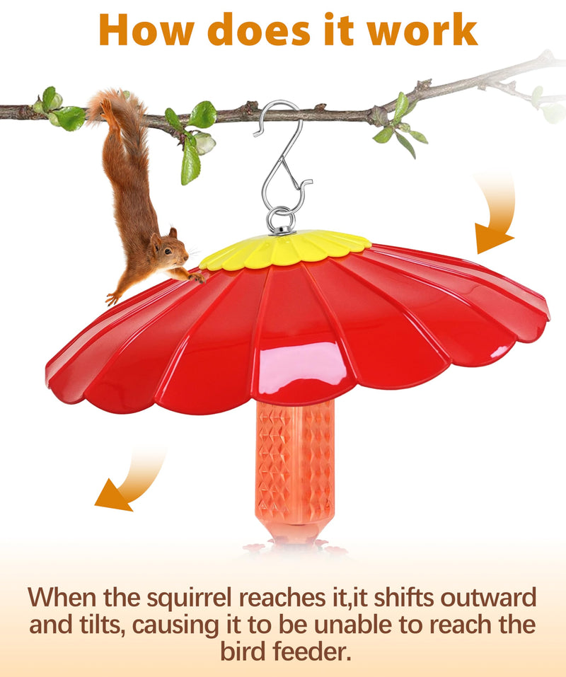 13.5-Inch Hummingbird Feeder Shade Dome Cover,Bird Feeder Rain Cover & Squirrel Shield, Weather Guard with Hanging Bird Feeders,Squirrel Proof for Shepherd's Hook Outdoors(Red) 2 Pack 13'' / 2PCS Red