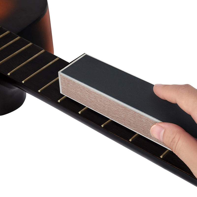 MIECOO 9PCS Guitar Luthier Repair Tool Kit Includes Guitar Fret Leveling Sanding Beam Leveler, Guitar Fret Crowning File, String Action Ruler Gauge, Fretboard Guards and Replacement Sandpapers 9 Pieces(Guitar Repair Kit)