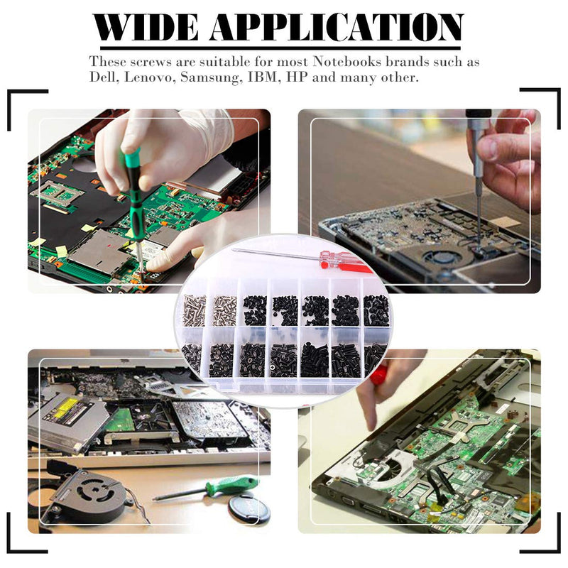 Glarks 880pcs Laptop Notebook Computer Screw Replacement Repair Kit for Lenovo Dell Toshiba Sony Samsung HP Gateway (Extra: Phillips Screwdriver)