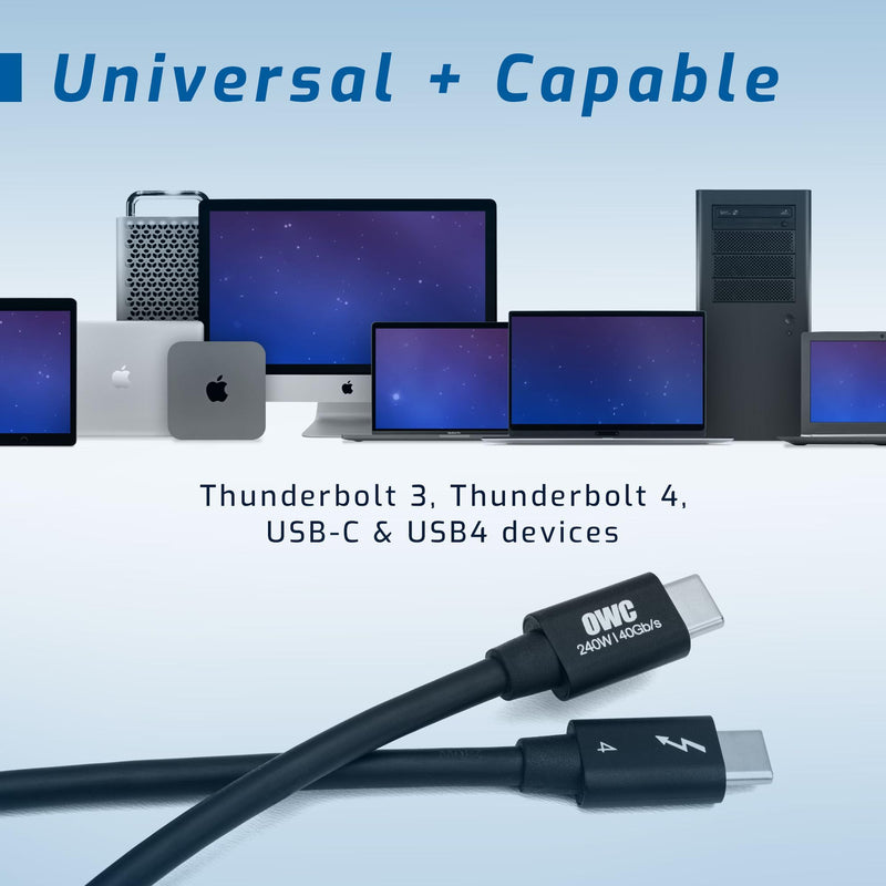 OWC Thunderbolt 4 Active USB-C Cable 40Gb/s 100W 2.0M (78in) | Active cable full 40Gb/s over longer runs - 100W charging - 8K display support - Compatible with Thunderbolt 4/3, USB4, USB-C 78.74 Inches