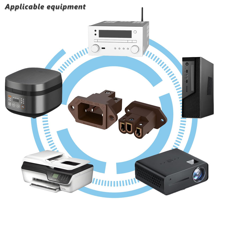 Monosaudio IC71(C) High End IEC Connector Pure Copper Conductor IEC Socket 10A 250V AC IEC C14 Plate Mounting IEC IEC Socket brown