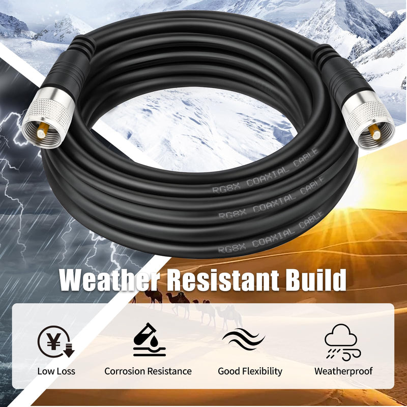 [AUSTRALIA] - CB Coax Cable, 20ft RG8x Coaxial Cable UHF Male to Male Low Loss, 50 Ohm for HAM Radio Antenna 20 ft 