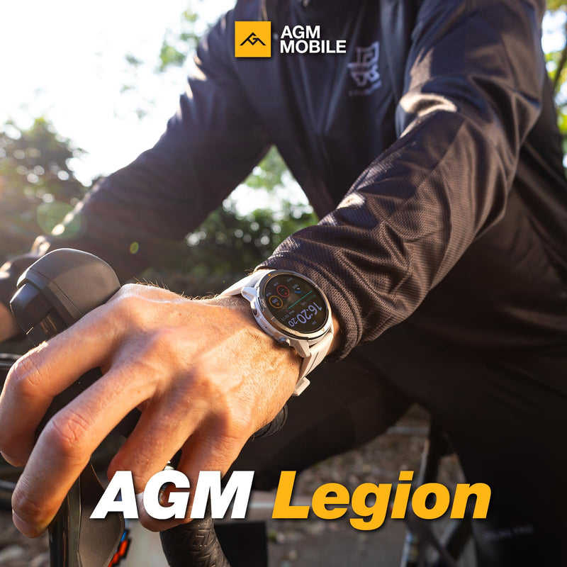 AGM Legion Rugged Smart Watch, 5ATM Waterproof, Shockproof & Drop-Proof | 100+ Sports Modes, Bluetooth Calling, Compass, Barometer & Altimeter, 1.43” AMOLED Display, Heart Rate & Sleep Tracking 1.43-inch