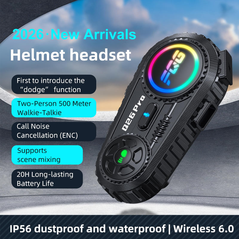 2 Pack Motorcycle Helmet Headset Bluetooth Intercom 2-Way Communication System, 1600FT Range, 18Hrs Talk Time, IP56 Waterproof, AI Voice Assistant, Detachable Design for Motorcycle Ski Snowmobile 2-Pack 2-Way Intercom Headset