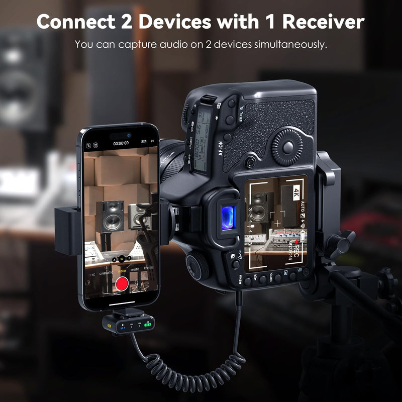 Wireless Lavalier Microphone for iPhone/Android/Camera/PC/Laptop, Lightning/USB-C/Plug Mini Lapel Microphone Wireless, Hi-Fi Audio, Noise Cancellation for Video Recording, Streaming - Black Combo