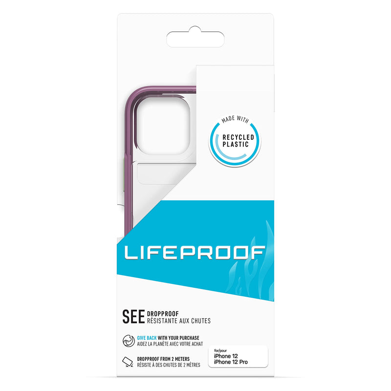 LifeProof See Case for iPhone 12 / iPhone 12 Pro, Shockproof, Drop Proof to 2 Meters, Ultra-Slim, Protective Thin Clear Case, Sustainably Made, Clear/Purple Emoceanal (Clear/Green/Purple)