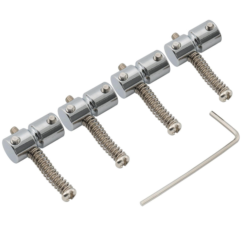 Musiclily Pro 19mm Steel Bass Bridge Saddles for 4-String Precision Jazz Bass, Chrome (Set of 4)