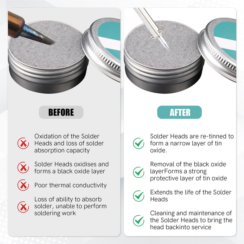 Soldering Tip Cleaner Set, Soldering Tips Reactivator with Desoldering Wire, Tip Activator for Reactivating Oxidised Soldering Tips, Cleaning Tips Cleaner, Soldering Iron Accessories, Gently Removes