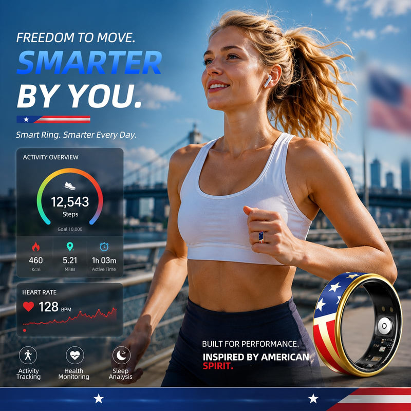 Smart Ring Fitness Tracker Men & Women, Health Sleep Tracker (Gold, #10) | Heart Rate, Blood Oxygen, HRV, Stress Monitor, No Subscription, IP68 Waterproof, iOS & Android