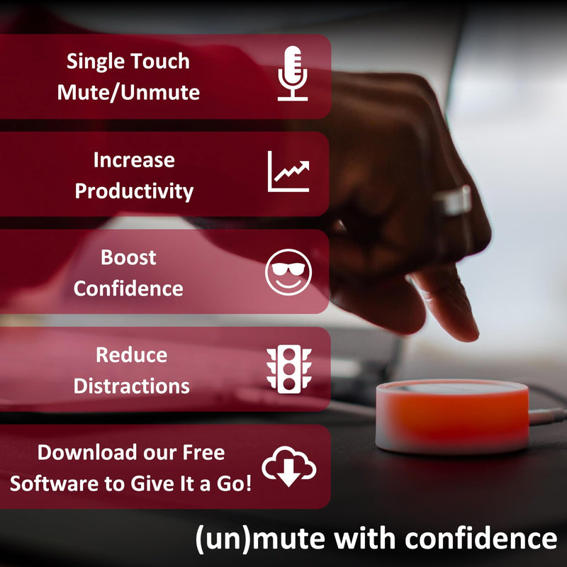 Illuminated Physical Mute Button for Zoom, Teams, WebEx & More (As Seen on Shark Tank)! Mac/PC Compatible. USB Cord & Adapter Included. Free Software Download Required. New MuteMe
