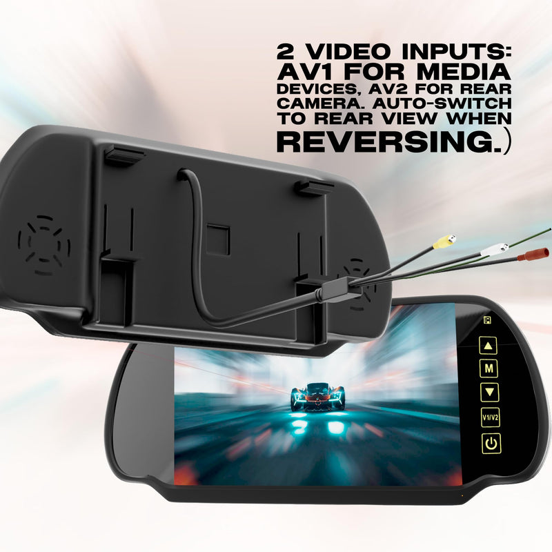7 Inch TFT LCD Car Rearview Mirror Monitor, Widescreen Dash Cam Rear View Backup Camera Mirror with Touch Button, 2 Video Input, Vehicle Parking in-Mirror Monitor for Cars Trucks