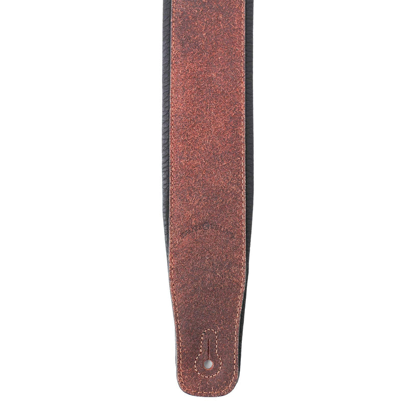 Walker & Williams STR-04 Distressed Mahogany Brown Italian Leather Padded Guitar Strap For Acoustic, Electric, And Bass Guitars
