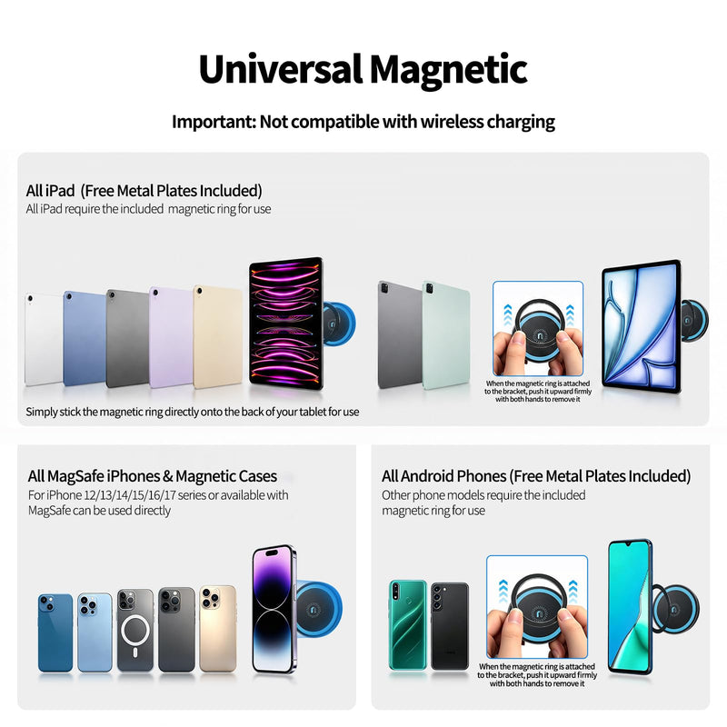Magnetic Car Tablet Mount for BMW X5 X3 X6 iX 5 7 Series | for G05 G06 G45 G60 Accessories 360° Rotation Strong Magnetic Car Headrest Tablet Phone Holder for Back Seat Travel Road Trip